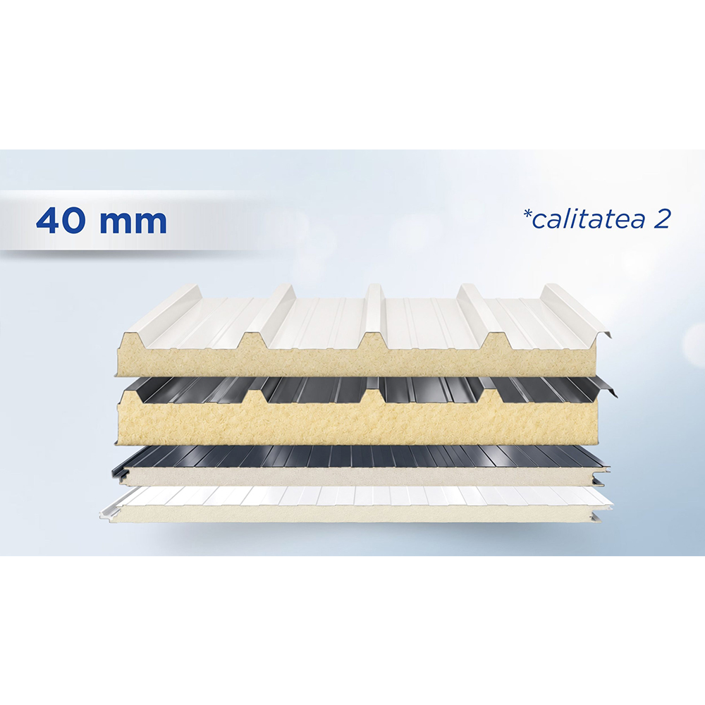 Panouri sandwich calitatea a II-a, 40 mm Stivă de panouri sandwich de calitatea a II-a, 40 mm, cu fețe în culori și nuanțe diferite
