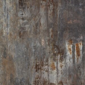Decorul Rocko R120 Native Steel văzut din față: metal gri închis, oxidat, cu dâre de rugină și zone argintii