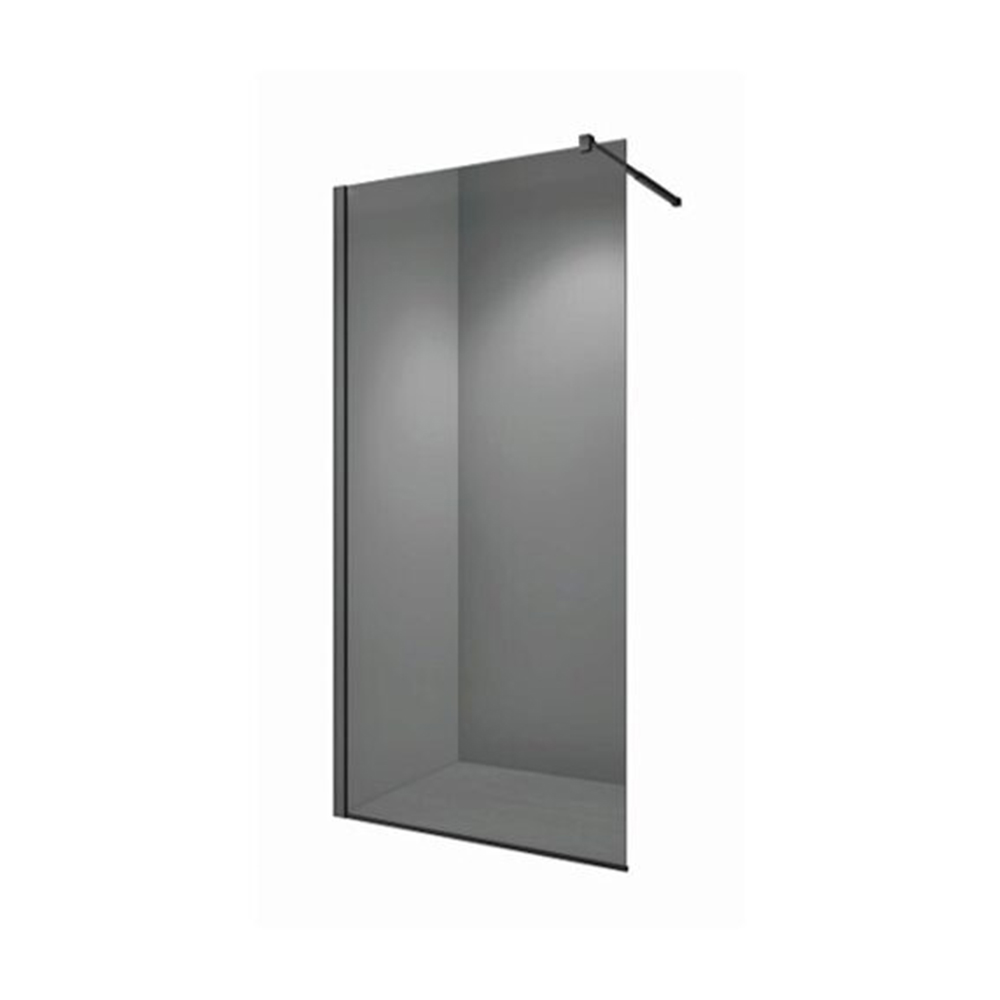 Paravan walk-in E6A-7A-D Gray Fog Paravan duș walk-in E6A-7A-D Gray Fog din sticlă fumurie cu profile negre, 90 × 190 cm, pe fundal alb