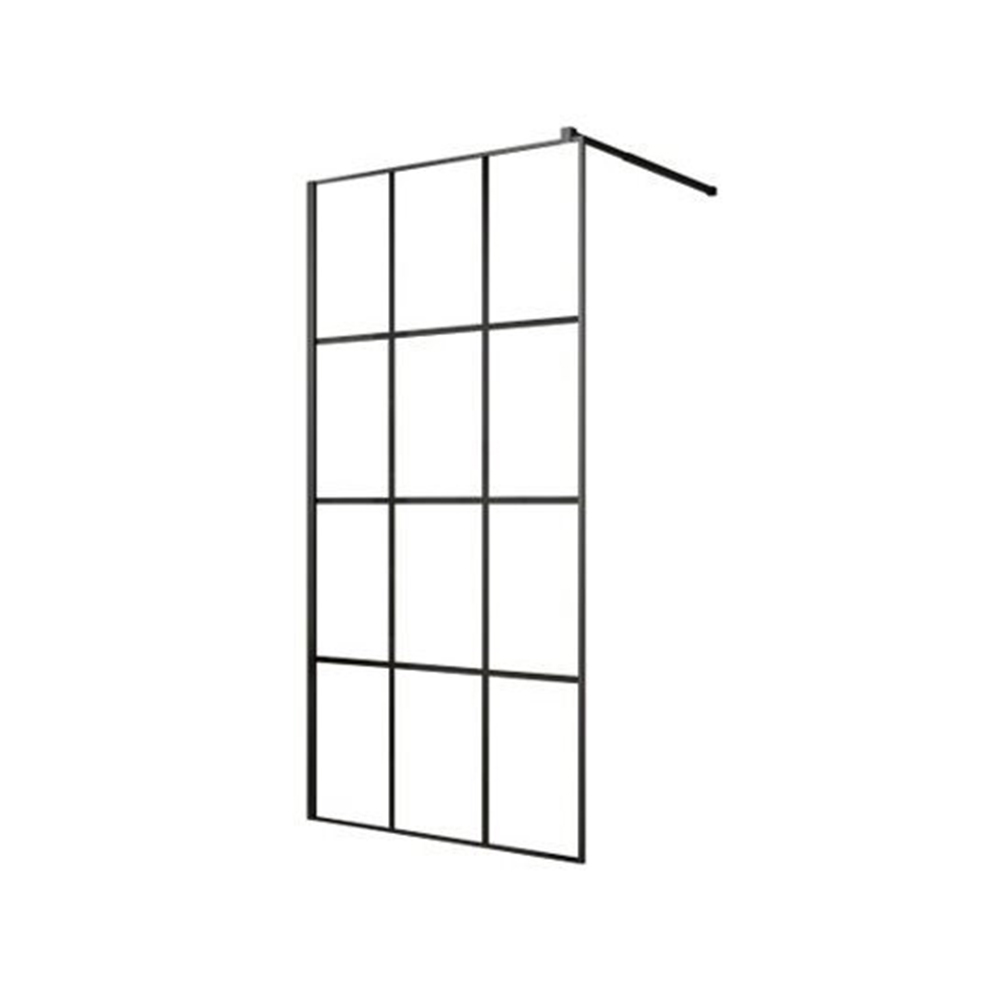 Paravan walk-in E6A-7C Black Squares Paravan duș walk-in E6A-7C Black Squares, sticlă clară cu caroiaj negru, pe fundal alb
