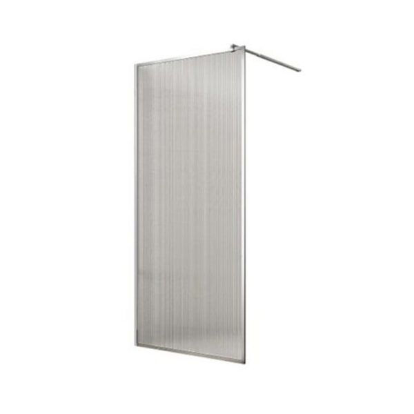Paravan duș walk-in E6A-7L-C din sticlă riflată cu ramă cromată, 90 × 190 cm, pe fundal alb