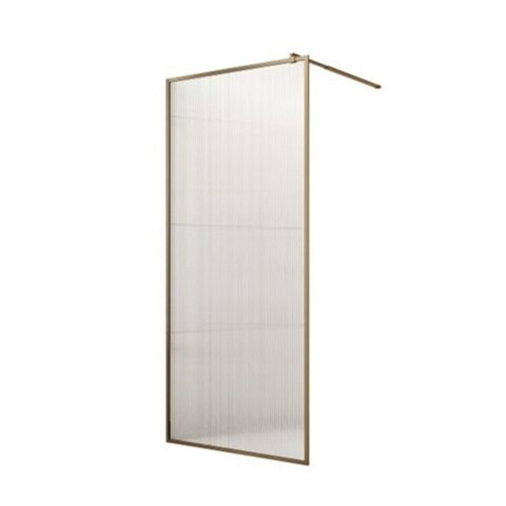 Paravan walk-in E6A-7L-G Matte Gold Paravan duș walk-in E6A-7L-G din sticlă riflată cu ramă aurie, 90 × 190 cm, pe fundal alb