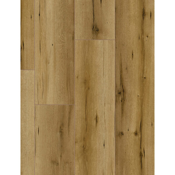 Parchet laminat Classen Arteo 54830, plăci extralate în decor de lemn maro nuc cu noduri, vedere de sus