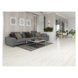 Classen Arteo 54832 montat într-un living luminos cu canapea gri și covor cu dungi