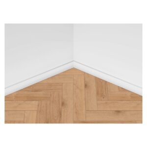 Classen Herringbone Manor 62707 montat în spic într-un colț de cameră, lângă plintă albă