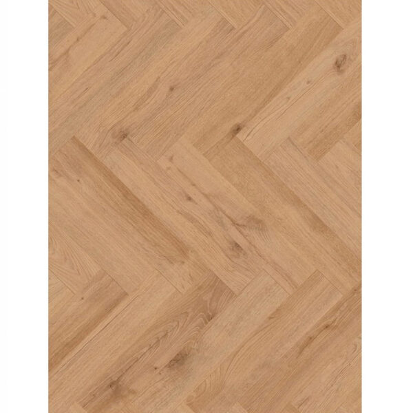 Parchet laminat Classen Herringbone Manor 62707, plăci montate în spic, decor de lemn auriu, vedere de sus
