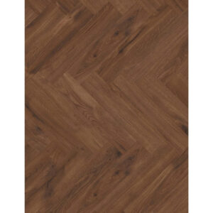 Parchet laminat Classen Herringbone Manor 62709, plăci montate în spic, decor de nuc închis, vedere de sus