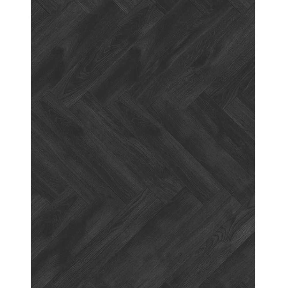 Parchet Classen Herringbone Manor 62710 Parchet laminat Classen Herringbone Manor 62710 în spic, decor de lemn negru antracit cu fibră vizibilă