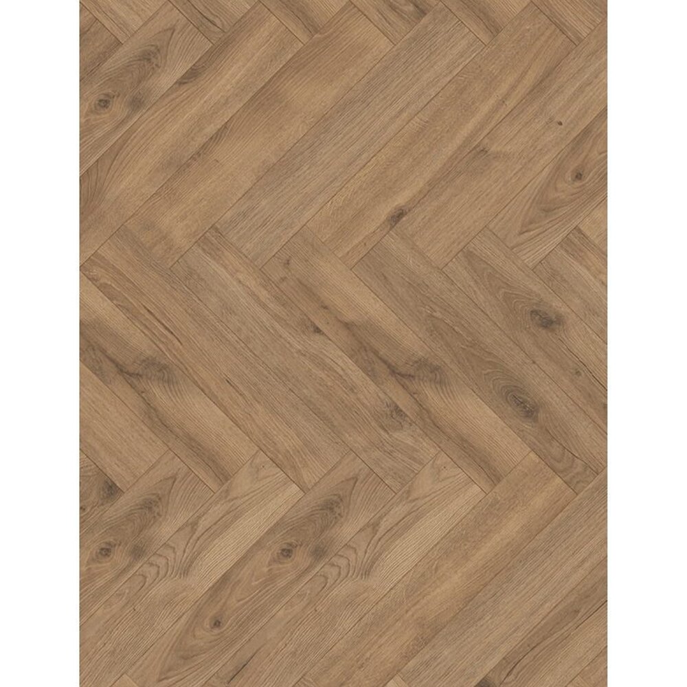 Classen Herringbone Manor 62663, montaj în spic Parchet laminat Classen Herringbone Manor 62663, plăci montate în spic, decor de lemn maro-grej, vedere de sus