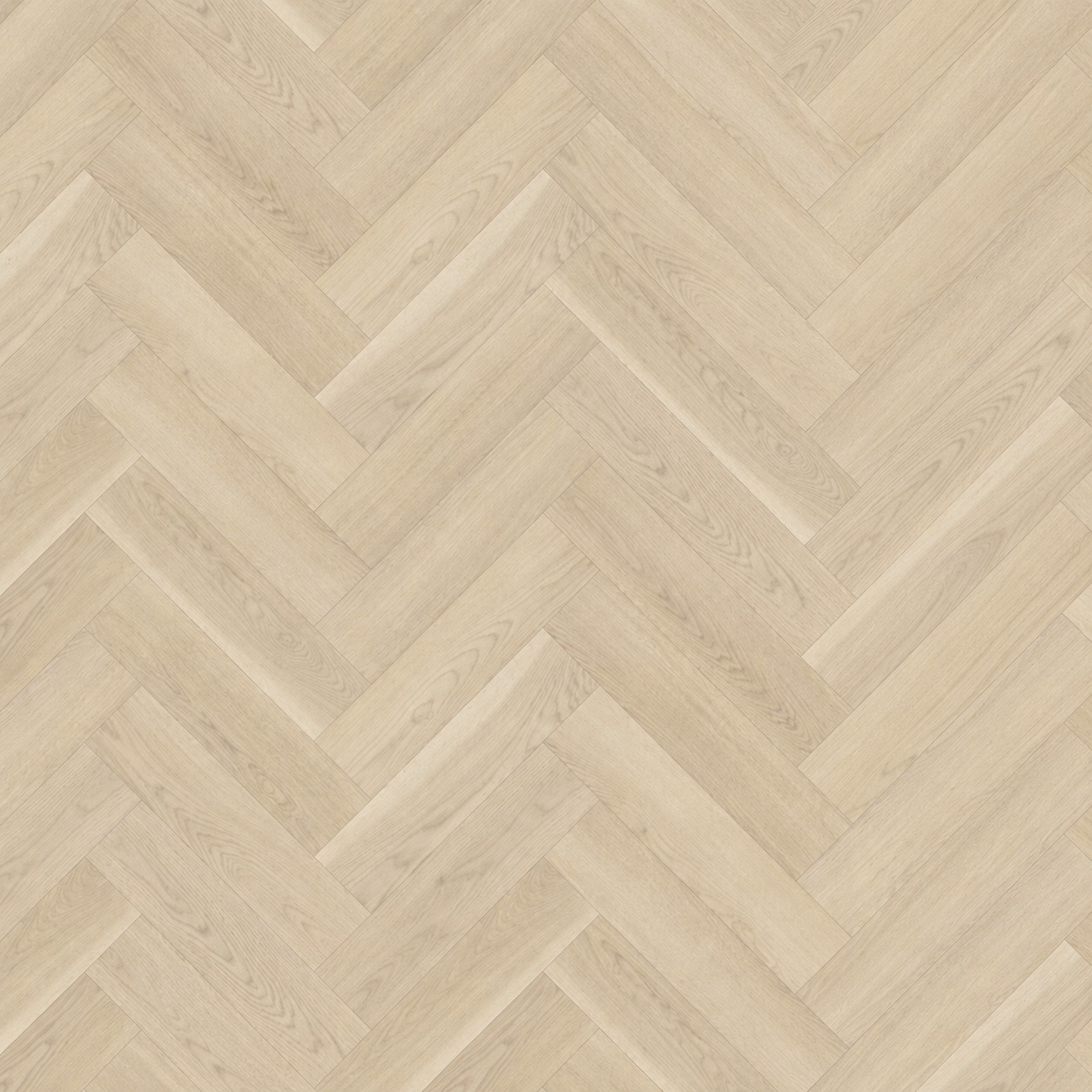 Parchet SPC Herringbone 64562, vedere de sus Parchet SPC Herringbone 64562 cu decor de stejar bej nisipiu, fibră fină, plăci așezate în spic, vedere de sus
