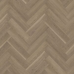 Parchet SPC Herringbone 64563 cu decor de stejar taupe, gri-maroniu, plăci așezate în spic, vedere de sus