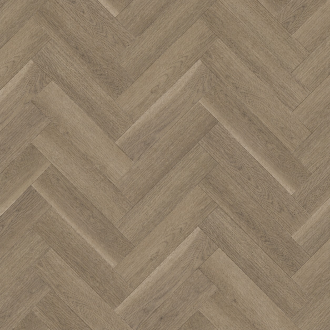 Parchet SPC Herringbone 64563, vedere de sus Parchet SPC Herringbone 64563 cu decor de stejar taupe, gri-maroniu, plăci așezate în spic, vedere de sus