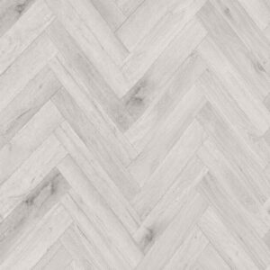 Parchet SPC Herringbone 80402 gri deschis, plăci cu decor de stejar așezate în spic, vedere de sus