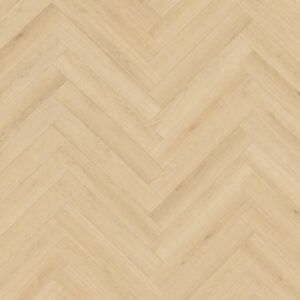 Parchet SPC Herringbone 81883 cu decor de stejar natural deschis, plăci așezate în spic, vedere de sus
