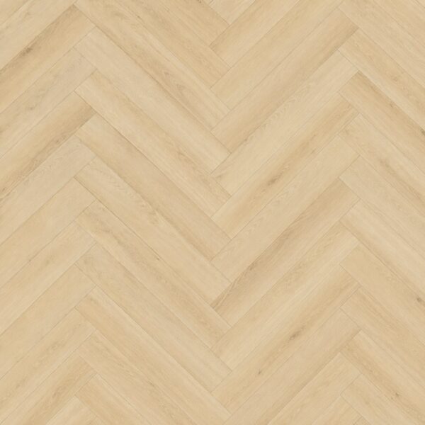 Parchet SPC Herringbone 81883 cu decor de stejar natural deschis, plăci așezate în spic, vedere de sus