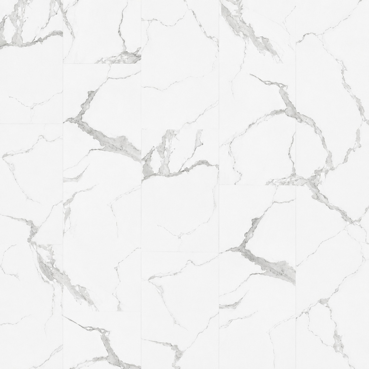 Parchet SPC Luxury 30401 marmură albă, vedere de sus Parchet SPC Luxury 30401 cu aspect de marmură albă și vene gri ample, plăci de 30 × 60 cm decalate, vedere de sus