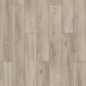 Parchet SPC Luxury 861351 cu decor de frasin gri-bej, fibră arcuită și noduri mici, plăci decalate, vedere de sus