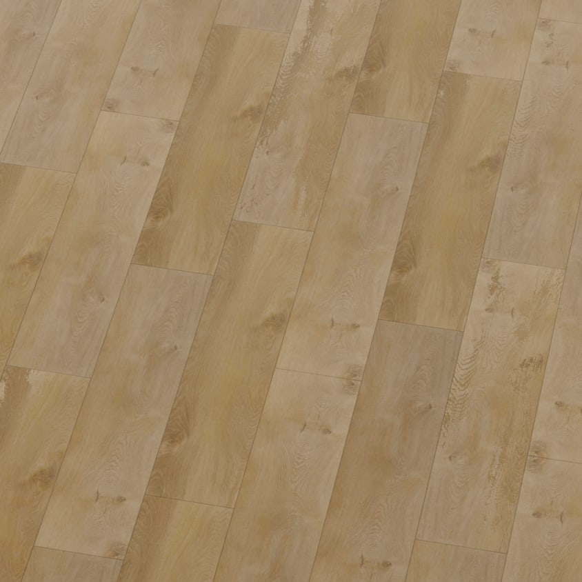 Parchet SPC Republic Lapetos în perspectivă, stejar rustic cu plăci mai deschise și urme de patină Parchet SPC Republic Lapetos în perspectivă, stejar rustic cu plăci mai deschise și urme de patină