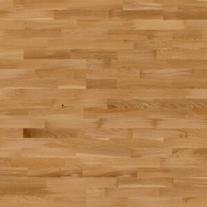 Parchet Eurowood Stejar Markant lăcuit, lamele scurte în nuanțe diferite de maro, pe trei rânduri