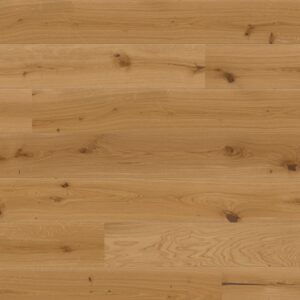 Parchet Eurowood Stejar Wald lăcuit mat, plăci maro cu noduri închise, văzute de sus