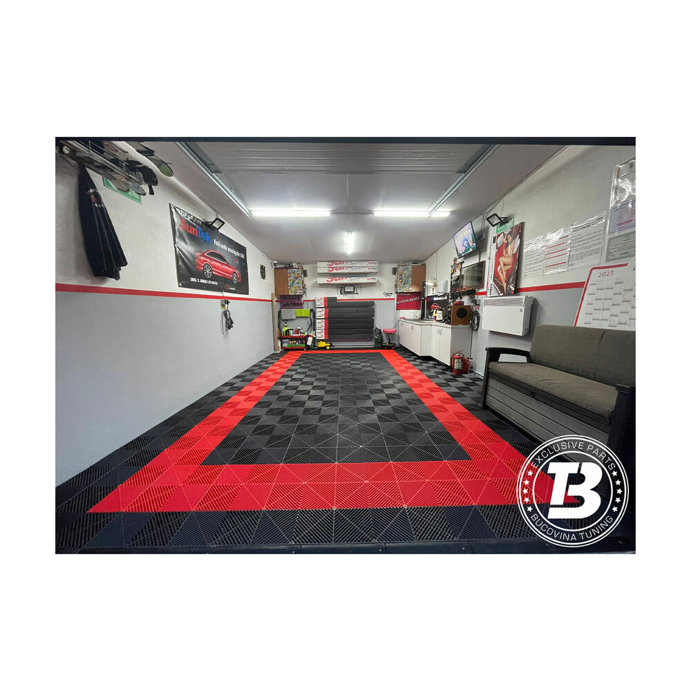 Pardoseală modulară pentru garaj și Ateliere detailing - roșu Pardoseală modulară pentru garaj și Ateliere detailing - roșu