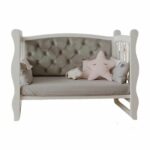 Pătuț tapițat co-sleeping Iași 120 × 60 cm, alb-gri, vedere de ansamblu