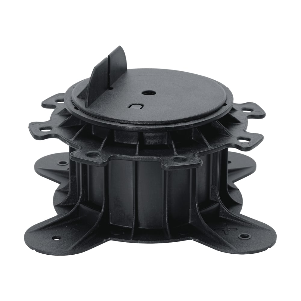 Picior reglabil Lifto de 50–80 mm, compact, din plastic negru, cu talpă cu lobi și un singur opritor vertical pe cap Picior reglabil Lifto de 50–80 mm, compact, din plastic negru, cu talpă cu lobi și un singur opritor vertical pe cap
