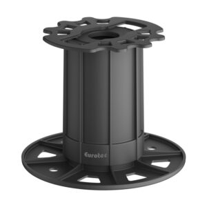Picior reglabil Eurotec pentru terasă, pentru înălțimi de 110–210 mm, cu corp cilindric înalt și talpă rotundă