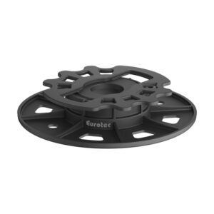 Picior reglabil Eurotec pentru terasă, pentru înălțimi de 25–40 mm, din plastic negru, cu talpă rotundă perforată