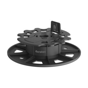 Picior reglabil Eurotec de 35–60 mm în poziție joasă, cu opritorul vertical pentru grindă montat pe capul de sprijin