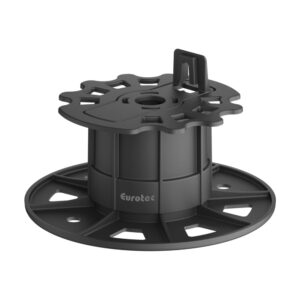 Picior reglabil Eurotec de 60–110 mm, cu opritor vertical pe capul de sprijin, văzut din lateral pe fundal alb