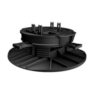 Picior reglabil Top Lift de 35–55 mm pentru șinele Perfect Rail, din plastic negru, cu talpă largă și cap cu cleme