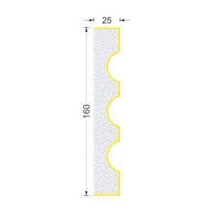 Secțiunea profilului A-301 cu cote: lățime 160 mm, ieșire din perete 25 mm