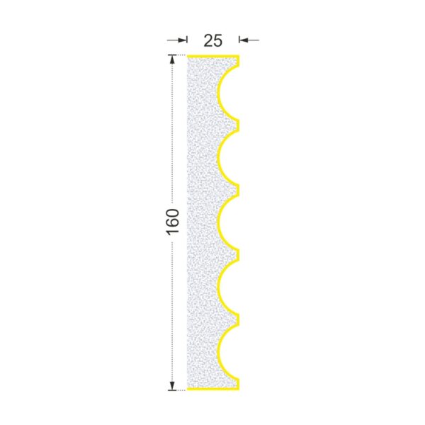 Secțiunea profilului A-302 cu cote: lățime 160 mm, ieșire din perete 25 mm