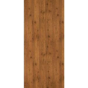 Placa Fundermax 0803 Tyrol Pine întreagă, pe fundal alb: pin portocaliu-maroniu, presărat cu multe noduri mici și închise