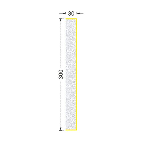 Secțiunea plăcii P-661 cu cote: lățime 300 mm, grosime 30 mm
