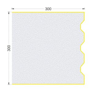 Secțiunea plăcii P-666 cu cote: lățime 300 mm, grosime 300 mm