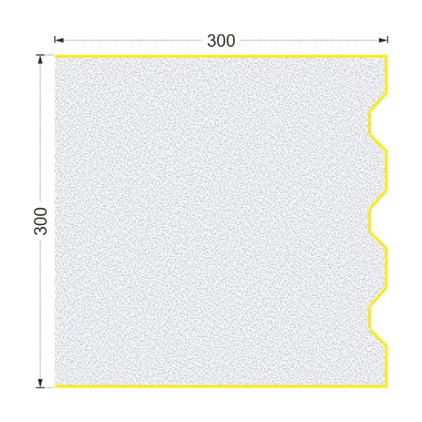 Secțiunea plăcii P-666 cu cote: lățime 300 mm, grosime 300 mm