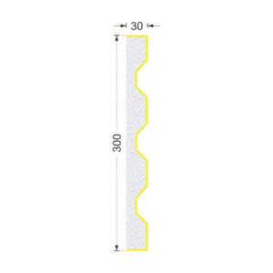 Secțiunea plăcii P-666-3 cu cote: lățime 300 mm, grosime 30 mm