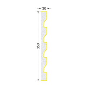 Secțiunea plăcii P-668 cu cote: lățime 350 mm, grosime 30 mm