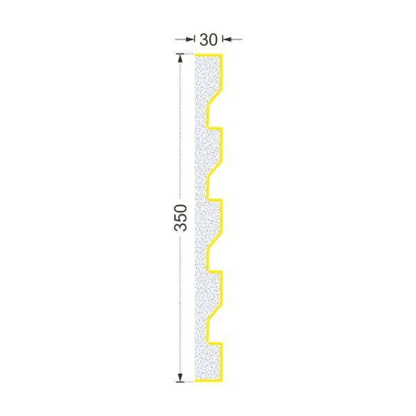 Secțiunea plăcii P-668 cu cote: lățime 350 mm, grosime 30 mm