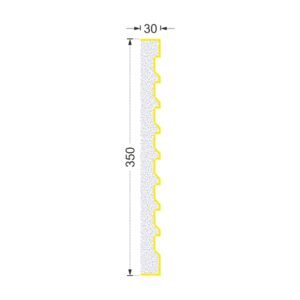 Secțiunea plăcii P-669 cu cote: lățime 350 mm, grosime 30 mm