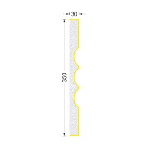 Secțiunea plăcii P-670 cu cote: lățime 350 mm, grosime 30 mm