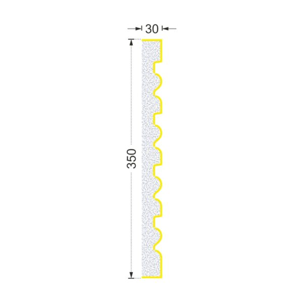 Secțiunea plăcii P-671 cu cote: lățime 350 mm, grosime 30 mm