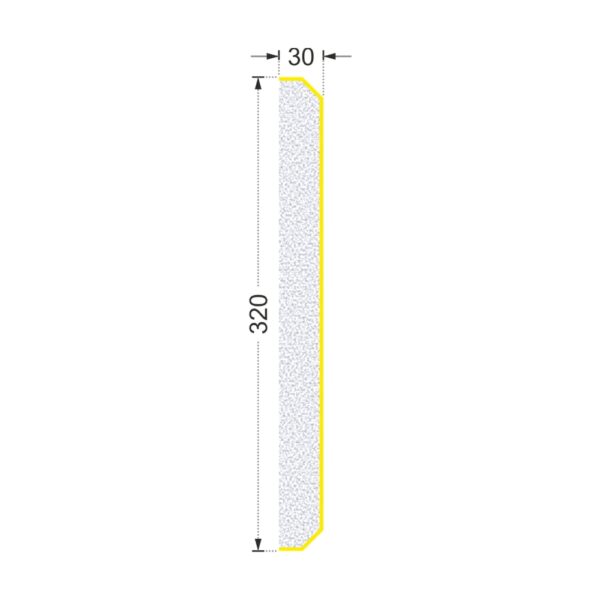 Secțiunea plăcii P-741 cu cote: lățime 320 mm, grosime 30 mm