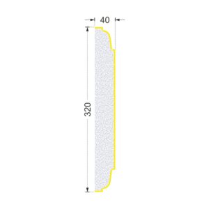 Secțiunea plăcii P-743 cu cote: lățime 320 mm, grosime 40 mm