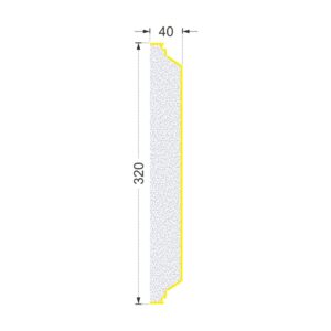 Secțiunea plăcii P-744 cu cote: lățime 320 mm, grosime 40 mm