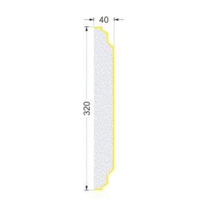 Secțiunea plăcii P-745 cu cote: lățime 320 mm, grosime 40 mm
