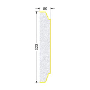 Secțiunea plăcii P-746 cu cote: lățime 320 mm, grosime 50 mm