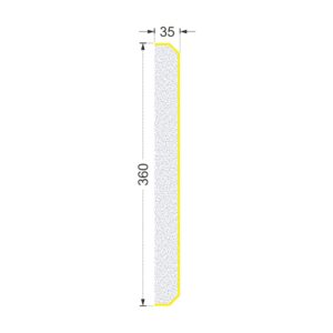 Secțiunea plăcii P-747 cu cote: lățime 360 mm, grosime 35 mm